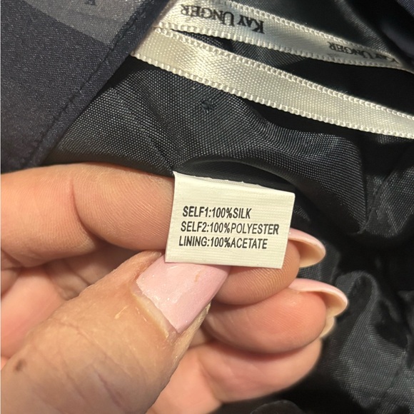 KAY UNGER NAVY BLUE 100% SILK OVER LACE KEY HOLE MIDI PARTY DRESS FIT & Flare 8 - Picture 8 of 14